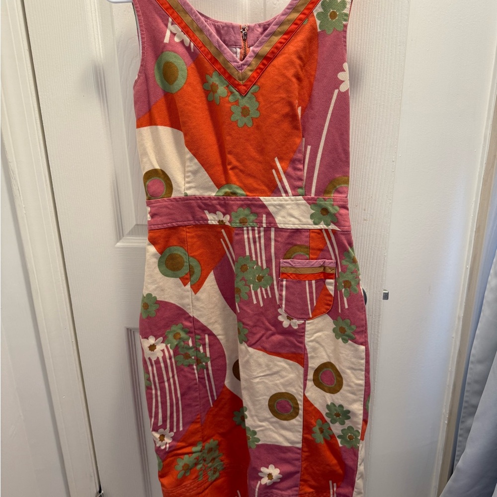 Floral Sleeveless Dress in Pink and Orange